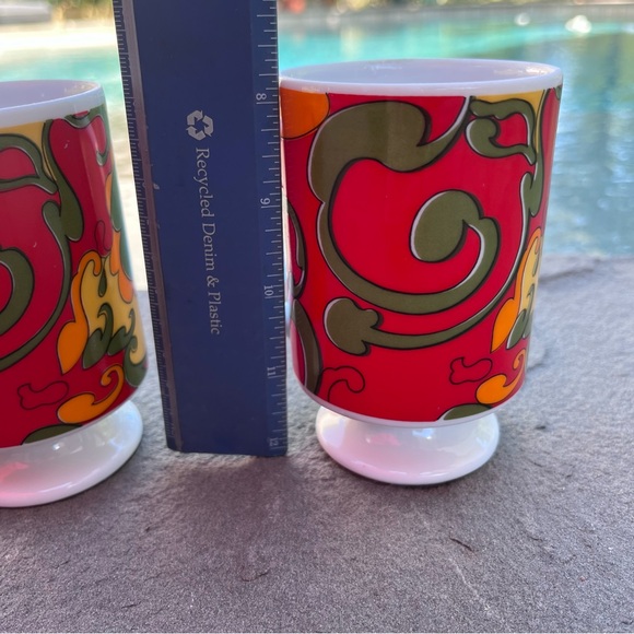 Holt-Howard Set Of 4 Mid-Century Pedestal Mugs Groovy Psychedelic Vintage - Picture 4 of 9